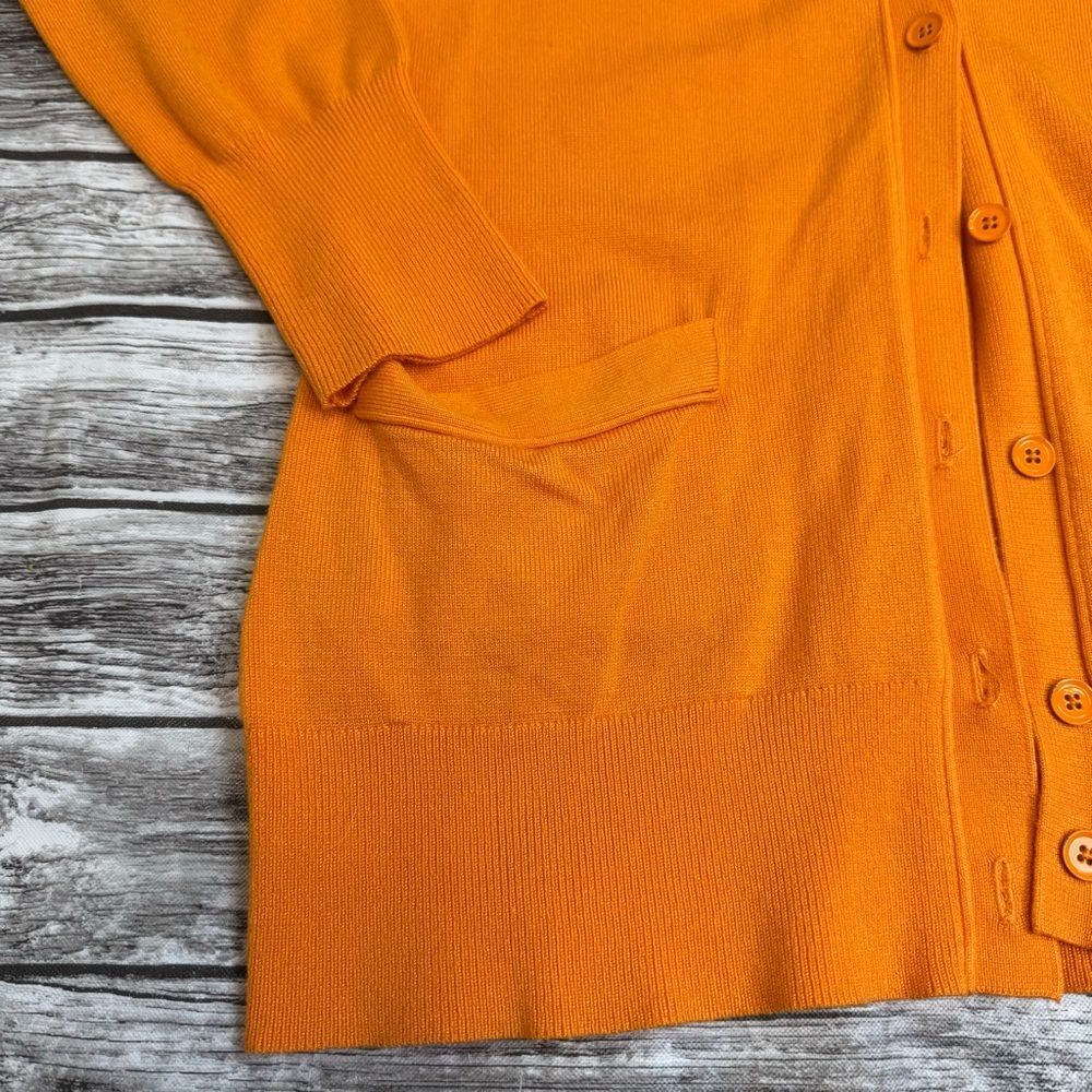 Liz Claiborne Women Long Cardigan Small Golden Orange Button Front Tunic Sweater - Picture 5 of 12